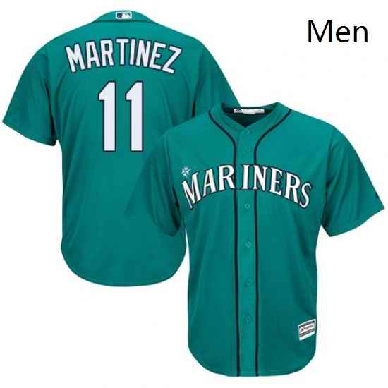 Mens Majestic Seattle Mariners 11 Edgar Martinez Replica Teal Green Alternate Cool Base MLB Jersey